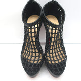 Christian Louboutin Coussin 140 Caged Booties Black Leather Size 41