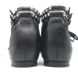 Saint Laurent Studded Fringe Sandals Black Leather Size 40.5 Flat Thong