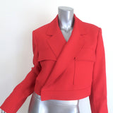 A.L.C. Reeve Asymmetric Wrap Jacket Ruby Red Twill Size 12