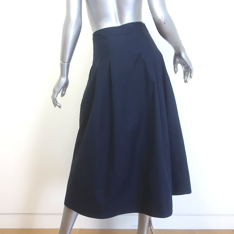 Ulla Johnson Petra Pleated Button-Front Midi Skirt Navy Cotton Size 00