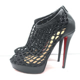 Christian Louboutin Coussin 140 Caged Booties Black Leather Size 41