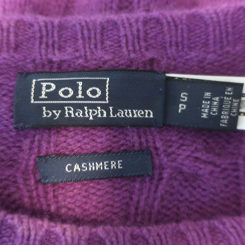 Polo Ralph Lauren Cashmere Cable Knit Crewneck Sweater Purple Size Small
