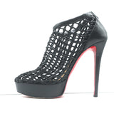 Christian Louboutin Coussin 140 Caged Booties Black Leather Size 41