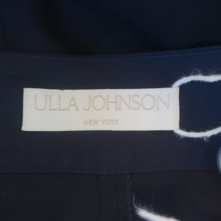 Ulla Johnson Petra Pleated Button-Front Midi Skirt Navy Cotton Size 00