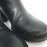 Miu Miu Logo-Detailed Pull-On Knee High Boots Black Leather Size 37