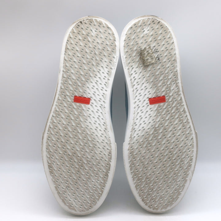 Hermes Get Low Top Sneakers Blue Denim &amp; White Leather Size 43.5