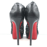 Christian Louboutin Coussin 140 Caged Booties Black Leather Size 41