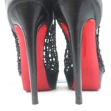 Christian Louboutin Coussin 140 Caged Booties Black Leather Size 41