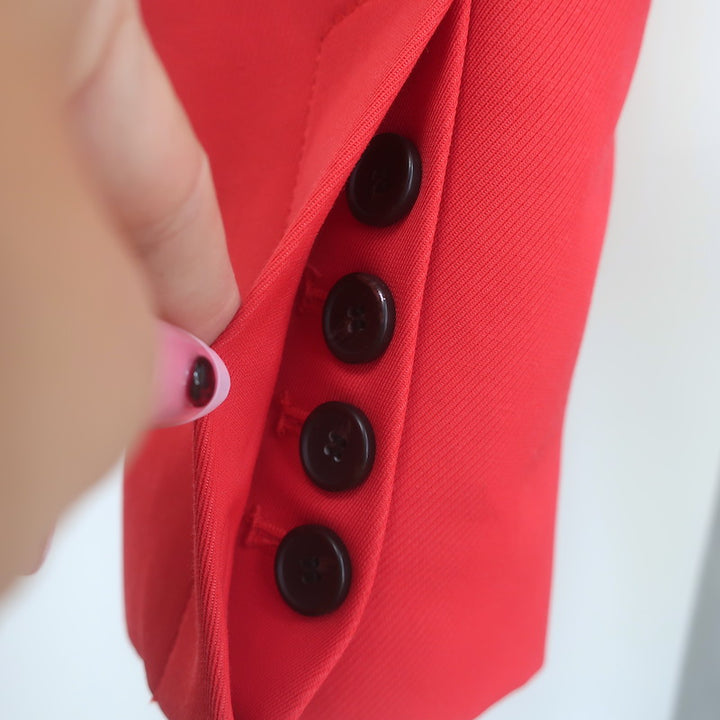 A.L.C. Reeve Asymmetric Wrap Jacket Ruby Red Twill Size 12