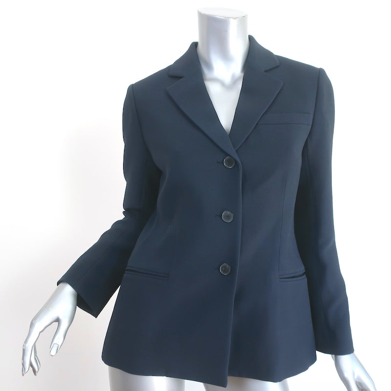 Christian Dior Blazer Navy Wool-Silk Size 38 Single Breasted