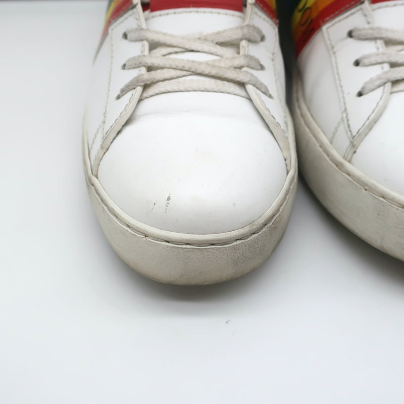 Valentino Rainbow Open Low Sneakers White Leather Size 39