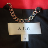 A.L.C. Reeve Asymmetric Wrap Jacket Ruby Red Twill Size 12