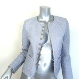 Celine Triomphe Quilted Chelsea Boutis Jacket Light Blue Cotton Size 36