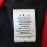 A.L.C. Reeve Asymmetric Wrap Jacket Ruby Red Twill Size 12
