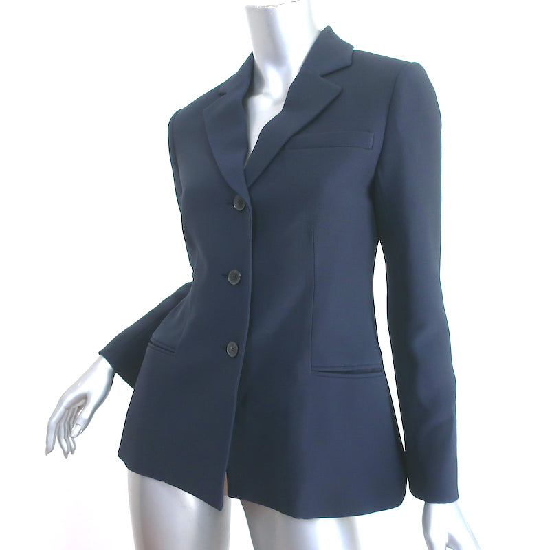 Christian Dior Blazer Navy Wool-Silk Size 38 Single Breasted Jacket