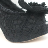 Dolce & Gabbana Rose Crochet Lace Platform Pumps Black Size 40 Open Toe Heels