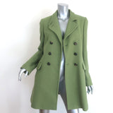 Armani Collezioni Double Breasted Coat Green Virgin Wool Size 10
