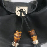 Gucci Indy Large Hobo Bag Black Leather Bamboo Tassel Crossbody