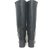 Miu Miu Logo-Detailed Pull-On Knee High Boots Black Leather Size 37