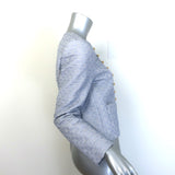 Celine Triomphe Quilted Chelsea Boutis Jacket Light Blue Cotton Size 36