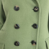 Armani Collezioni Double Breasted Coat Green Virgin Wool Size 10