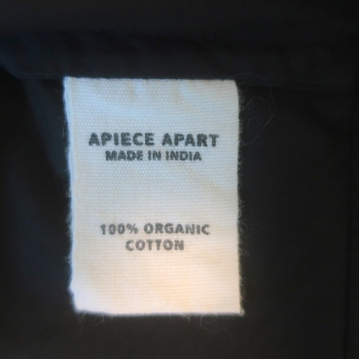 Apiece Apart Porta Smocked Midi Dress Black Cotton Size Extra Small