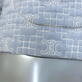 Celine Triomphe Quilted Chelsea Boutis Jacket Light Blue Cotton Size 36