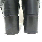 Miu Miu Logo-Detailed Pull-On Knee High Boots Black Leather Size 37