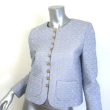 Celine Triomphe Quilted Chelsea Boutis Jacket Light Blue Cotton Size 36