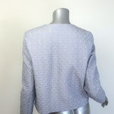 Celine Triomphe Quilted Chelsea Boutis Jacket Light Blue Cotton Size 36