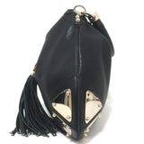 Gucci Indy Large Hobo Bag Black Leather Bamboo Tassel Crossbody