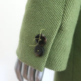 Armani Collezioni Double Breasted Coat Green Virgin Wool Size 10
