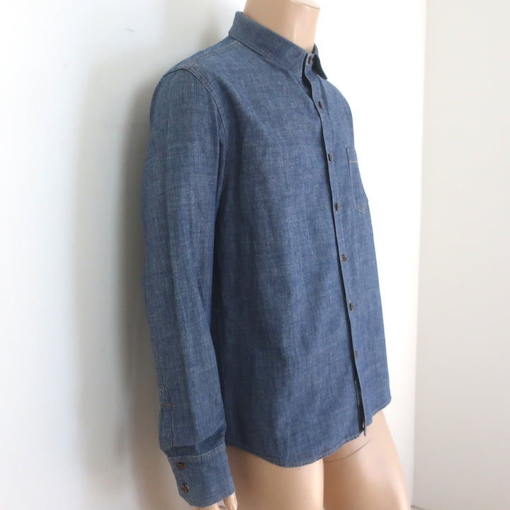 Rag &amp; Bone Chambray Denim Button Down Shirt Blue Cotton Size Large