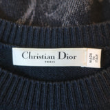 Christian Dior Cashmere Sweater Navy Paisley & Floral Print Size 36