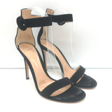 Gianvito Rossi Portofino 105 Sandals Black Suede Size 37 Ankle Strap Heels