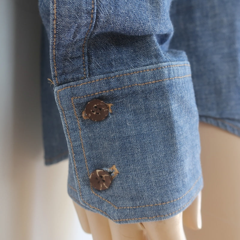 Rag &amp; Bone Chambray Denim Button Down Shirt Blue Cotton Size Large