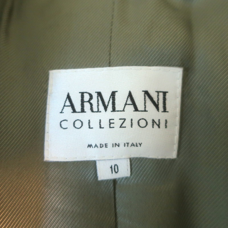 Armani Collezioni Double Breasted Coat Green Virgin Wool Size 10