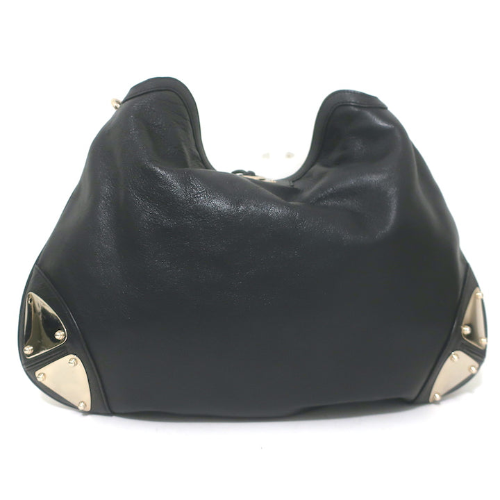 Gucci Indy Large Hobo Bag Black Leather Bamboo Tassel Crossbody