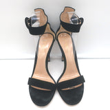 Gianvito Rossi Portofino 105 Sandals Black Suede Size 37 Ankle Strap Heels