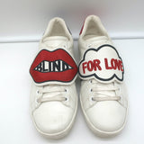 Gucci Ace Blind for Love Sneakers White Leather Size 38