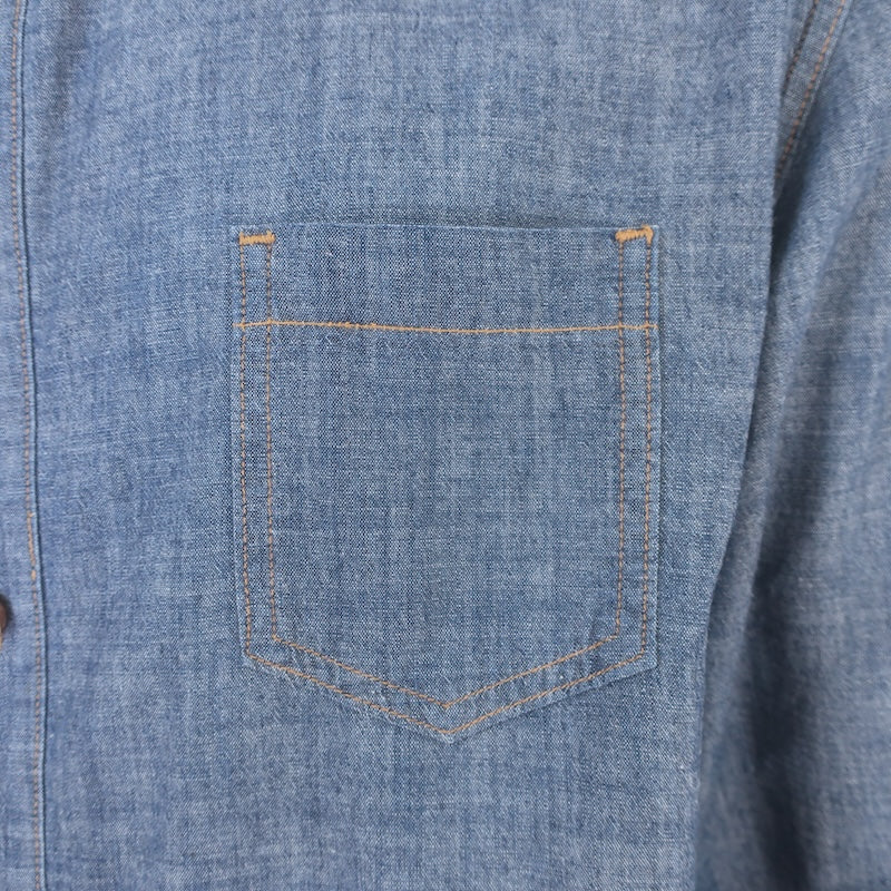 Rag &amp; Bone Chambray Denim Button Down Shirt Blue Cotton Size Large