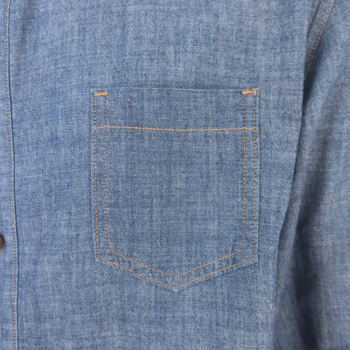 Rag &amp; Bone Chambray Denim Button Down Shirt Blue Cotton Size Large