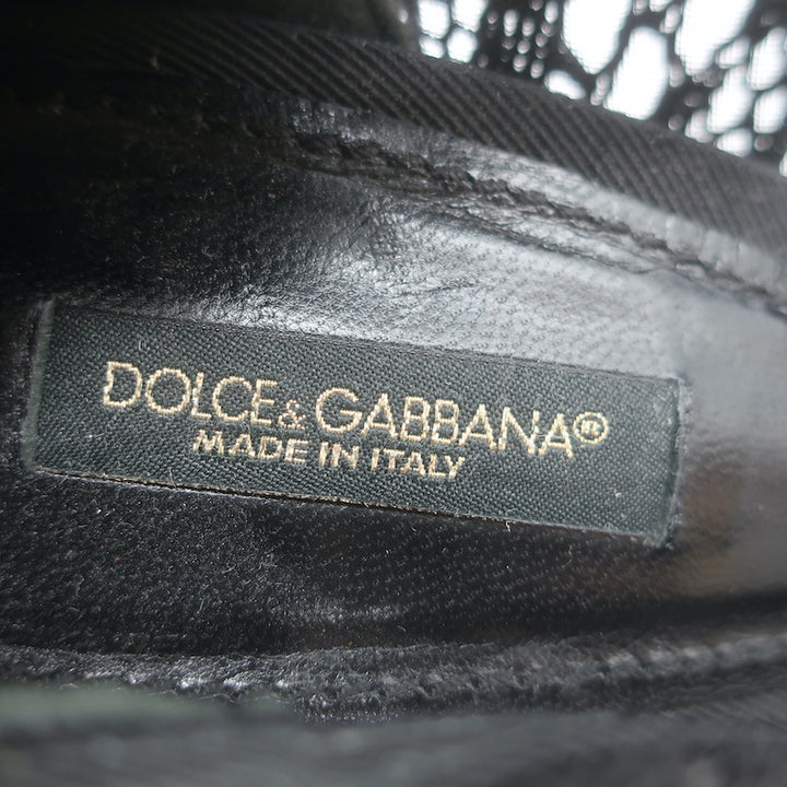 Dolce &amp; Gabbana Rose Crochet Lace Platform Pumps Black Size 40 Open Toe Heels