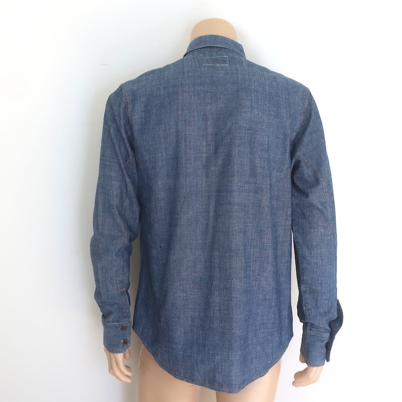 Rag &amp; Bone Chambray Denim Button Down Shirt Blue Cotton Size Large