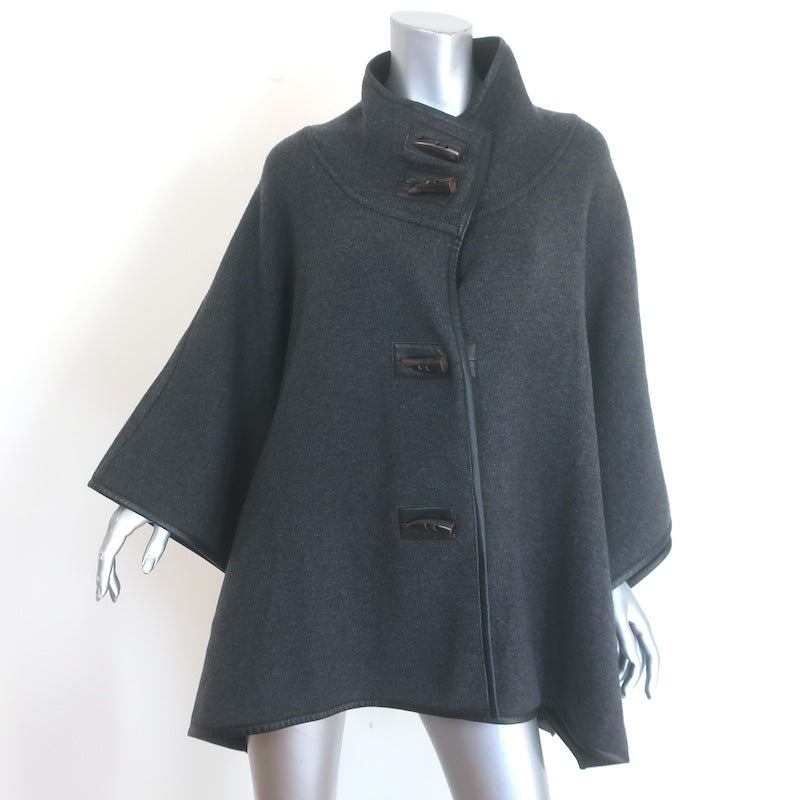 Zoe Couture Reversible Toggle Poncho Black &amp; Gray Wool-Cashmere One Size