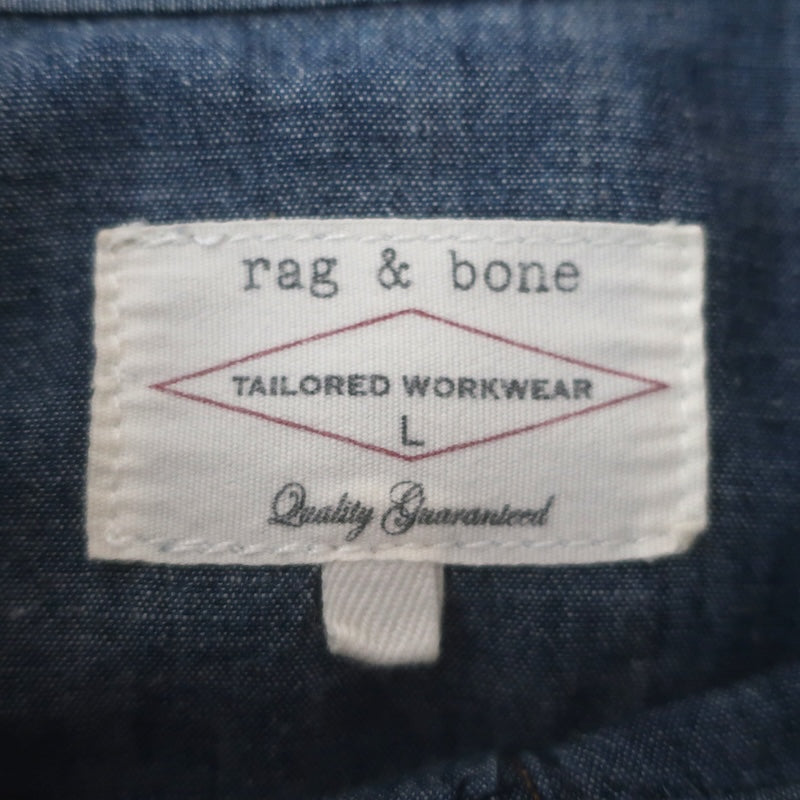 Rag &amp; Bone Chambray Denim Button Down Shirt Blue Cotton Size Large