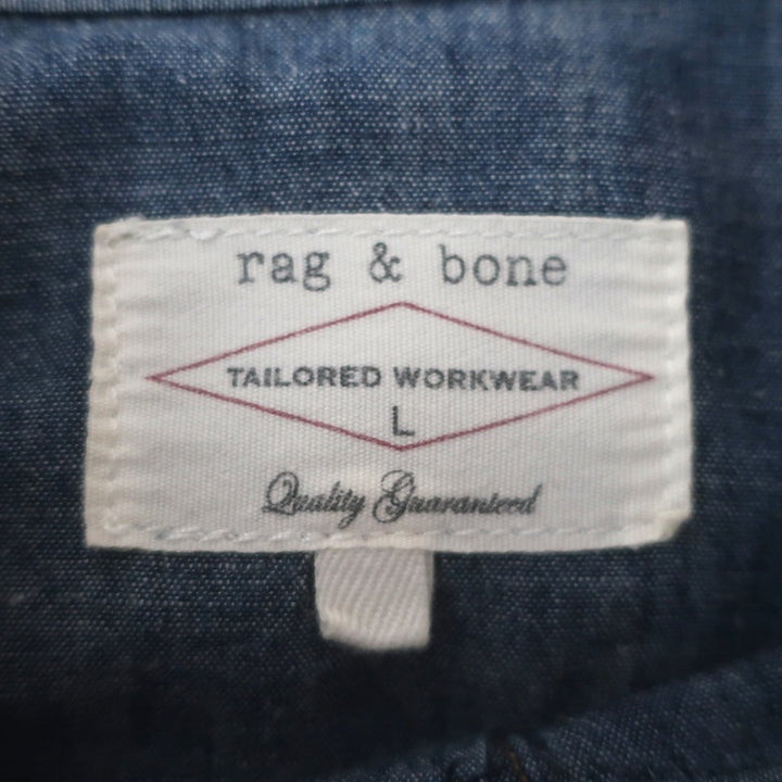 Rag &amp; Bone Chambray Denim Button Down Shirt Blue Cotton Size Large
