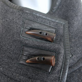 Zoe Couture Reversible Toggle Poncho Black & Gray Wool-Cashmere One Size