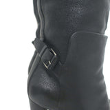 Balenciaga Buckle-Detail Knee High Platform Boots Black Pebbled Leather Size 38