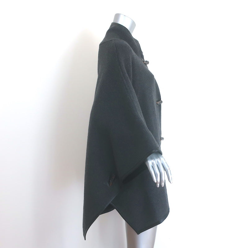 Zoe Couture Reversible Toggle Poncho Black &amp; Gray Wool-Cashmere One Size